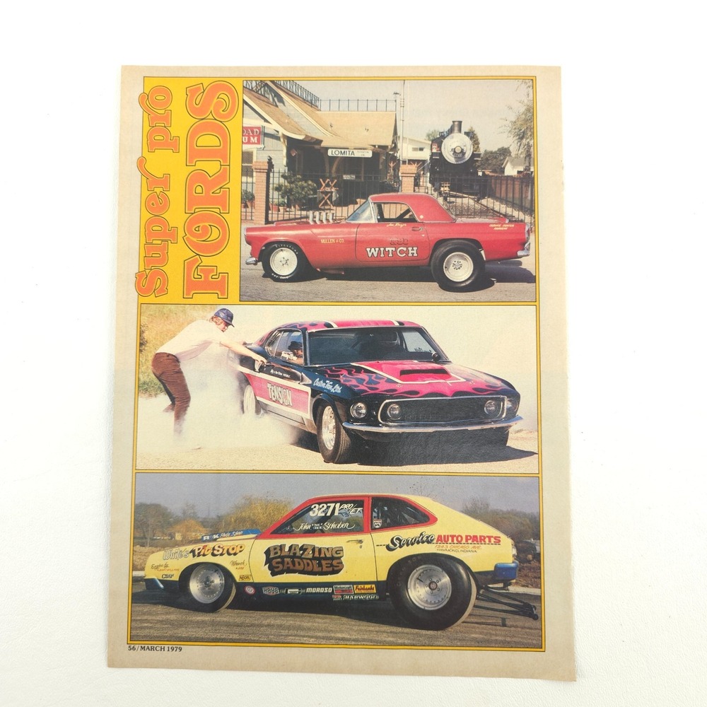 VTG Super Pro Fords Advertising Promo Art Upcycled Drag 1979 Popular Hot Rodding